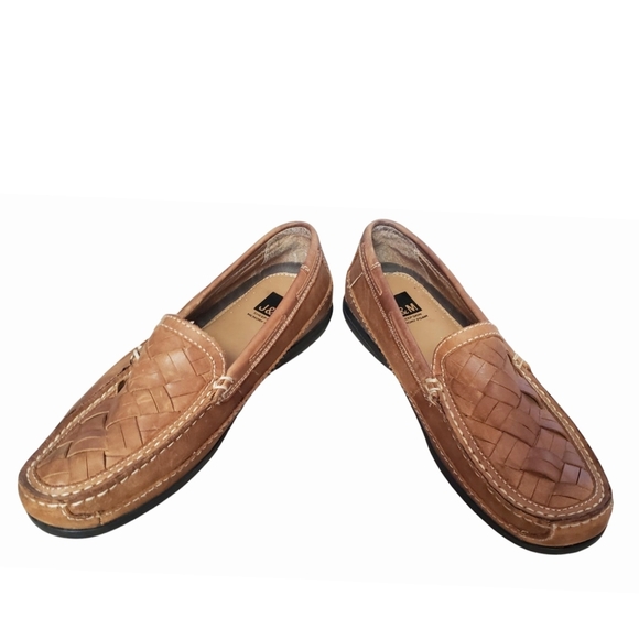 Johnston & Murphy Men Johnston & Murphy J&M Men\'s 8.5 Brown Loafer Sheepskin Memory Foam Weaved Shoes